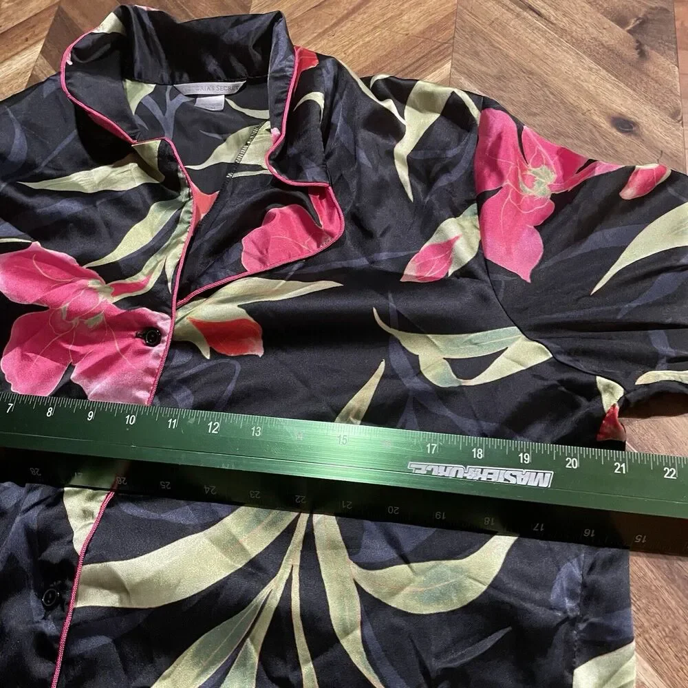 Victoria’s Secret Pajamas‎ 2 pc Satin Floral Top & Bottom vintage Womens Medium